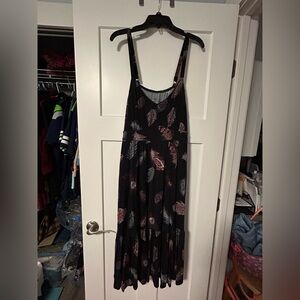 Torrid Black Maxi Dress with Feather Print